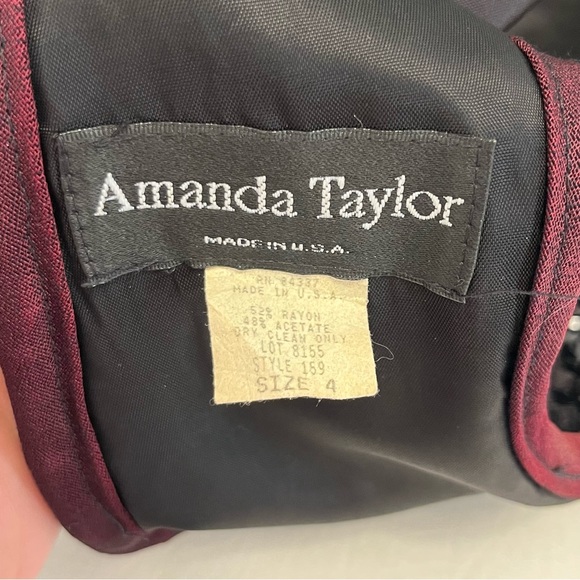 Vintage 80s Cocktail Dress Lace Sequins Maroon & Black Sleeveless Size 4 - Picture 11 of 12